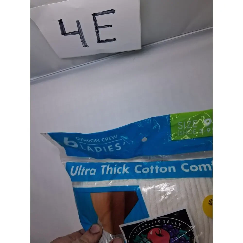 4E Vintage NOS Fruit of the Loom 100% Cotton Crew Sock 9-11 6pk